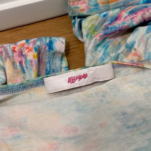 RARE Designer Leggiardo Watercolor Waterlily Floral Pattern 3/4 Knit Tee - Picture 7 of 7